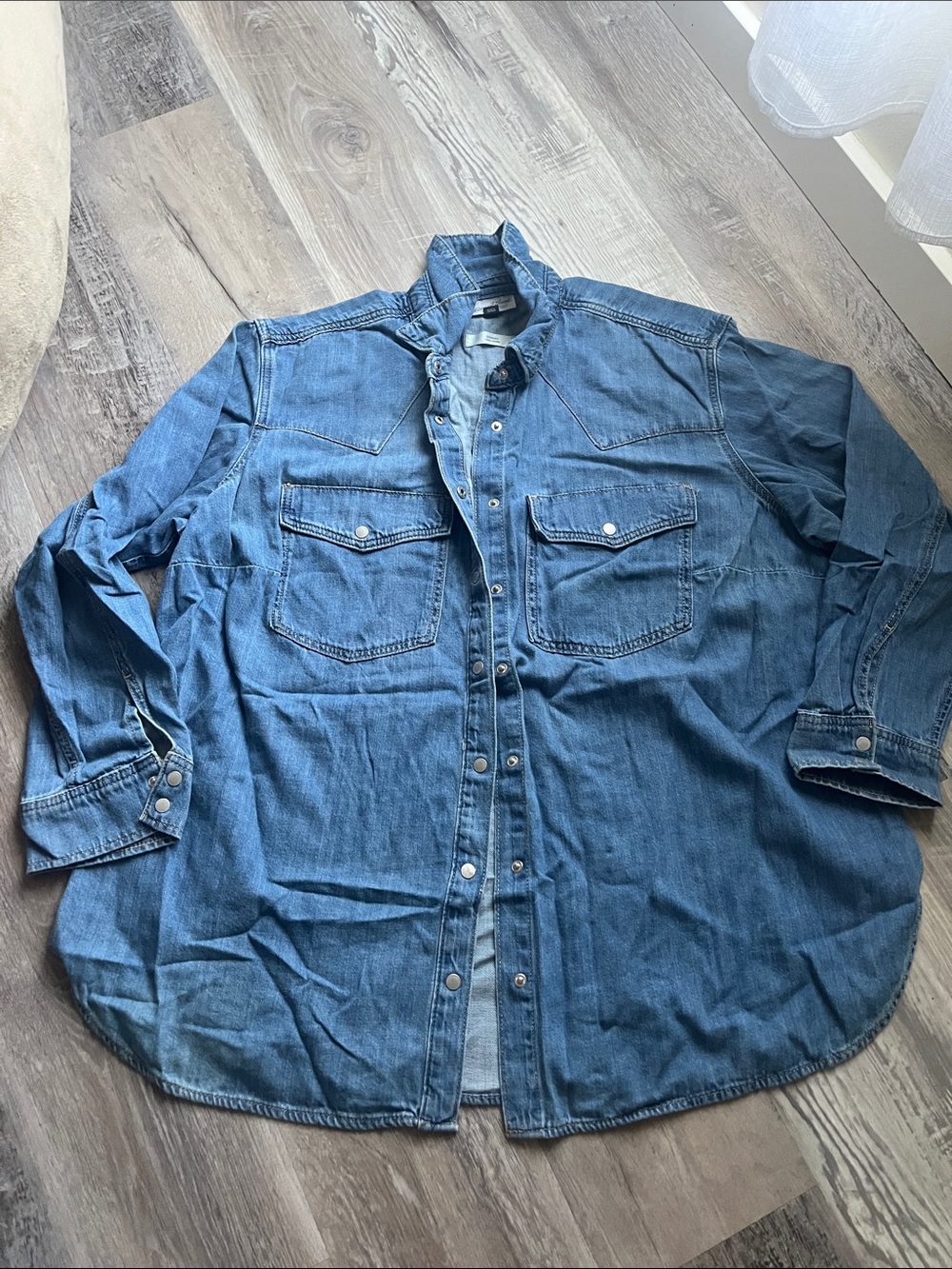 Universal Thread Blue Denim Button-Down Shirt oversized